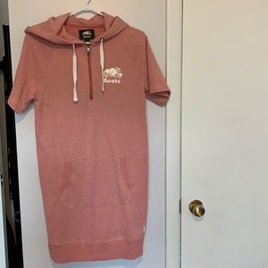 Roots Dockside short-sleeve hoodie dress in pink